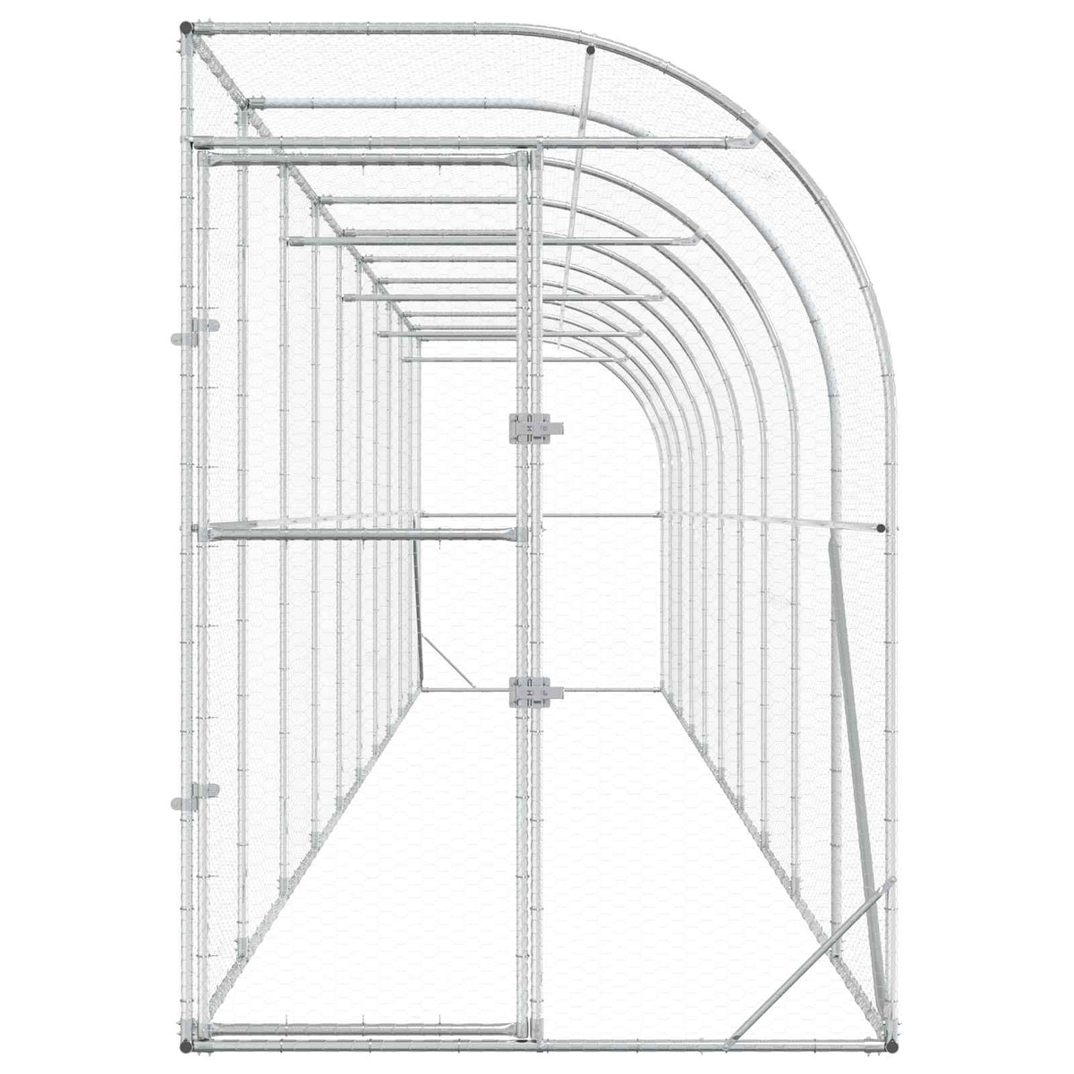 Gabbia per Polli Contro il Muro Argento 600 x 150 x 215 cm