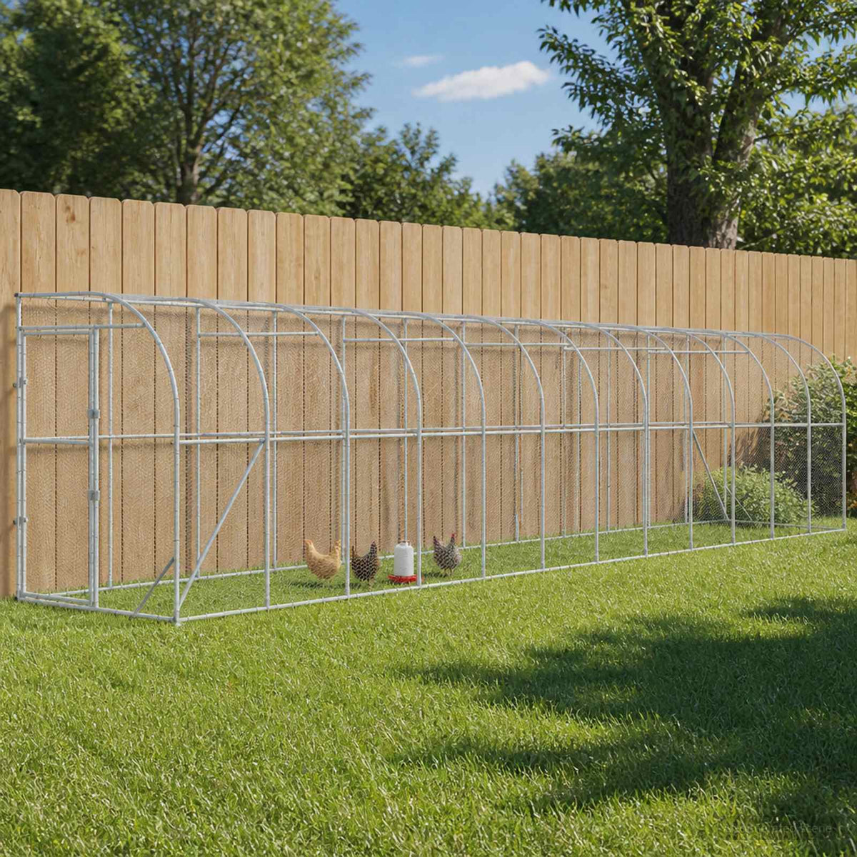 Gabbia per Polli Contro il Muro Argento 600 x 150 x 215 cm