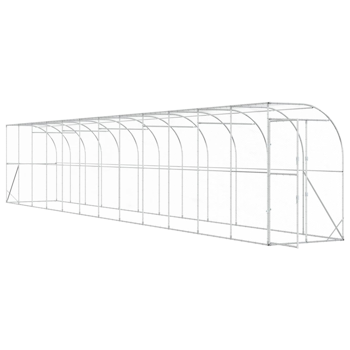 Gabbia per Polli Contro il Muro Argento 600 x 150 x 215 cm