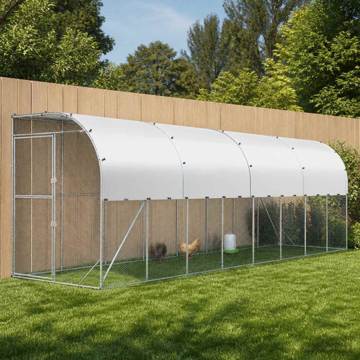 Gabbia per Polli Contro il Muro Argento 600 x 150 x 215 cm