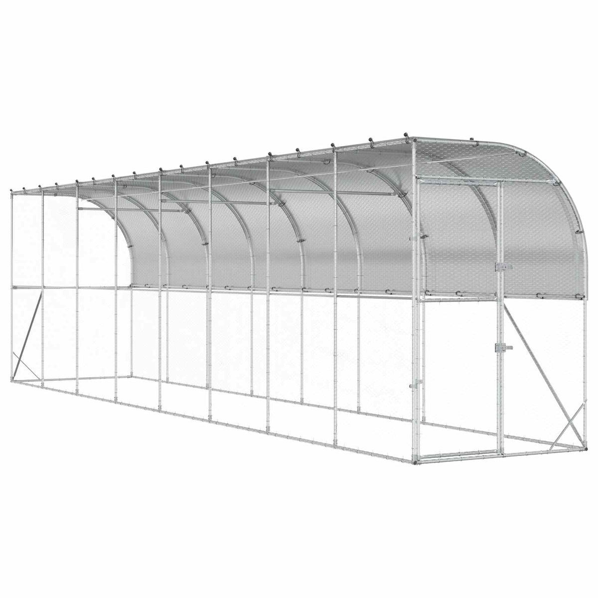 Gabbia per Polli Contro il Muro Argento 600 x 150 x 215 cm