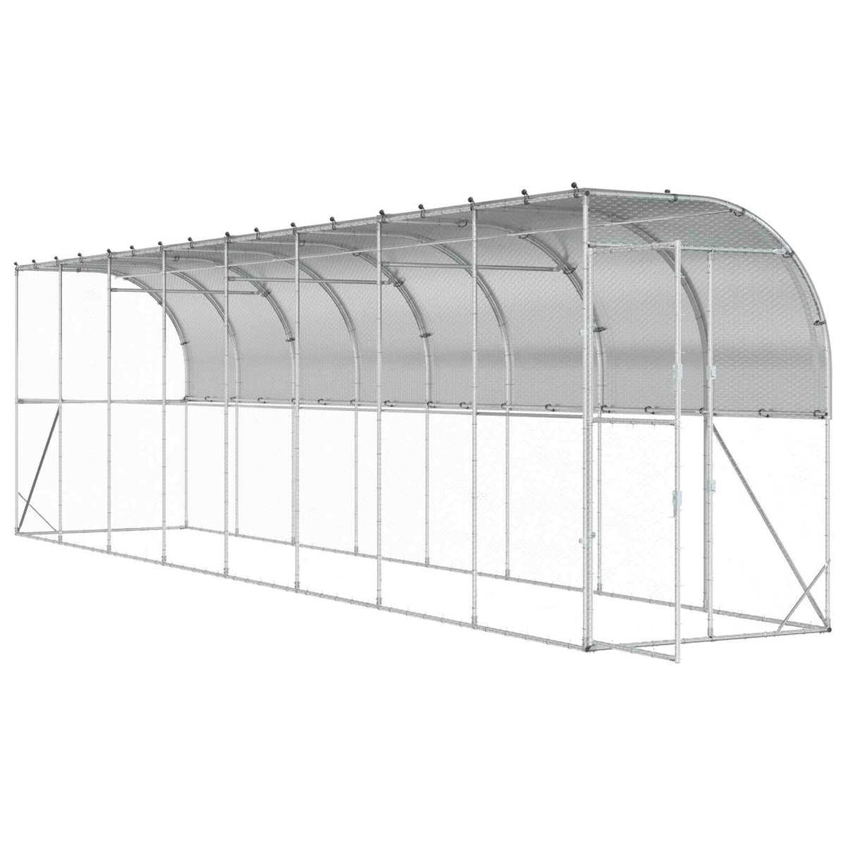 Gabbia per Polli Contro il Muro Argento 600 x 150 x 215 cm