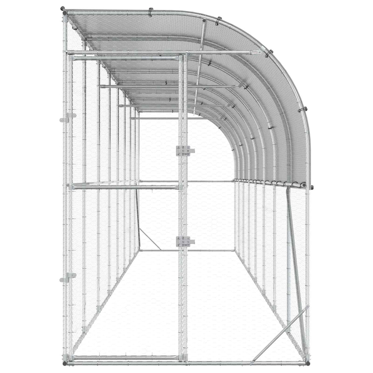 Gabbia per Polli Contro il Muro Argento 600 x 150 x 215 cm