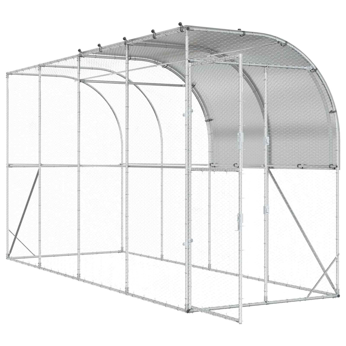 Gabbia per Polli Contro il Muro Argento 400 x 100 x 215 cm