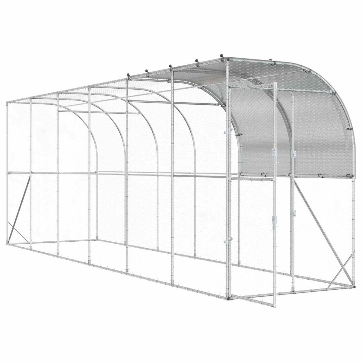 Gabbia per Polli Contro il Muro Argento 600 x 100 x 215 cm