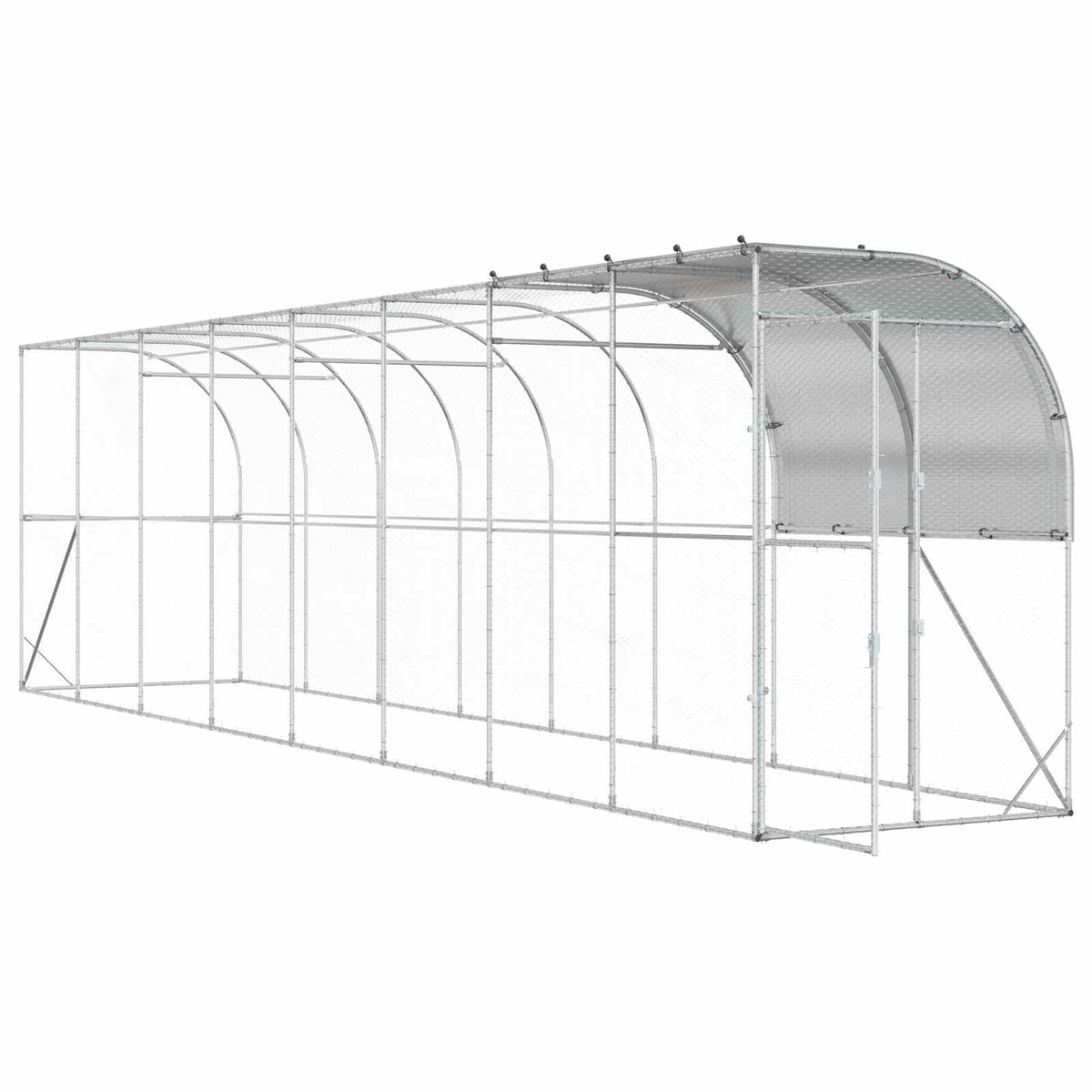 Gabbia per Polli Contro il Muro Argento 800 x 100 x 215 cm