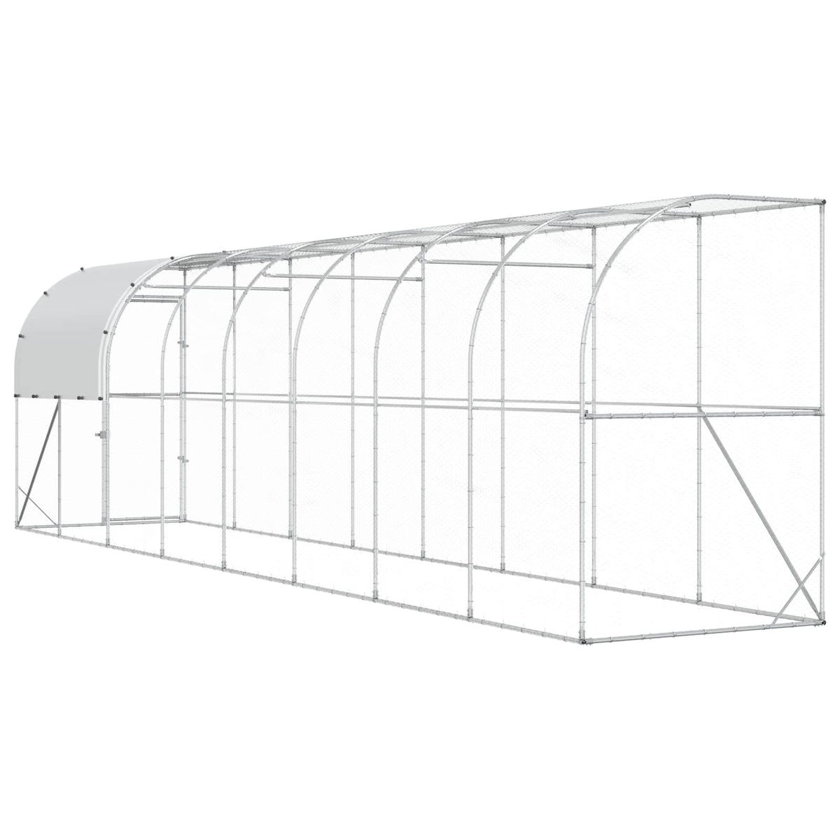 Gabbia per Polli Contro il Muro Argento 800 x 100 x 215 cm