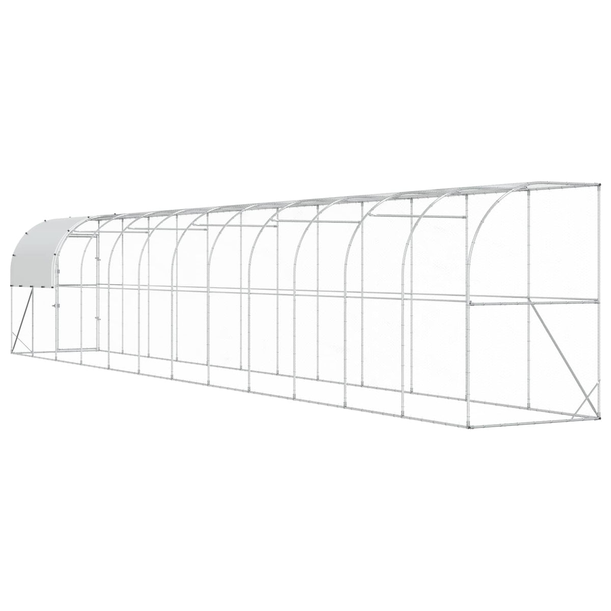Gabbia per Polli Contro il Muro Argento 1200 x 100 x 215 cm