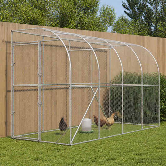 Gabbia per Polli Contro il Muro Argento 600 x 150 x 215 cm