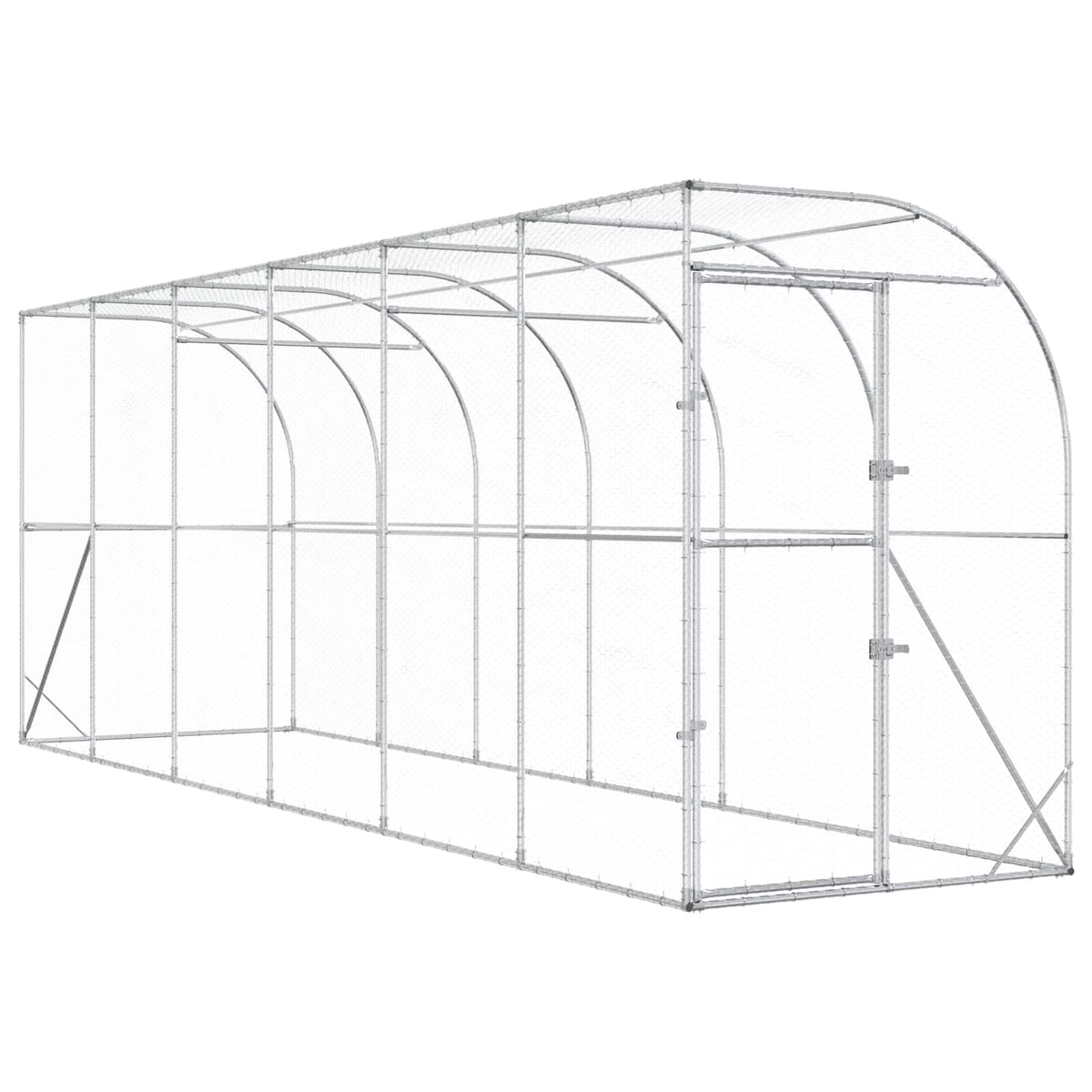 Gabbia per Polli Contro il Muro Argento 600 x 150 x 215 cm