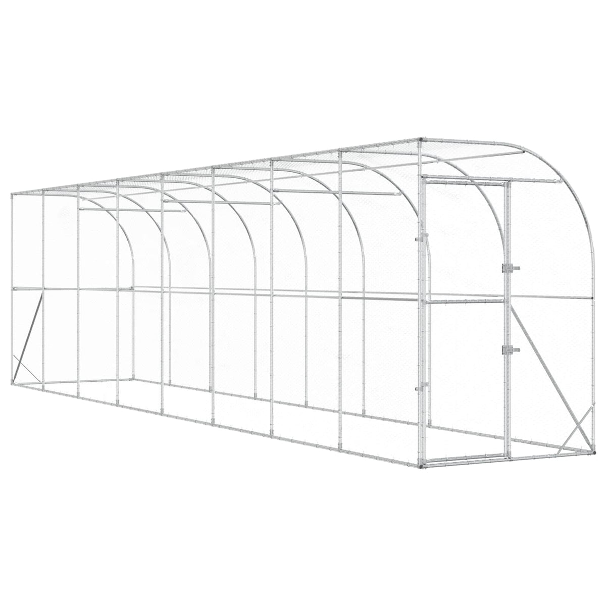 Gabbia per Polli Contro il Muro Argento 600 x 150 x 215 cm