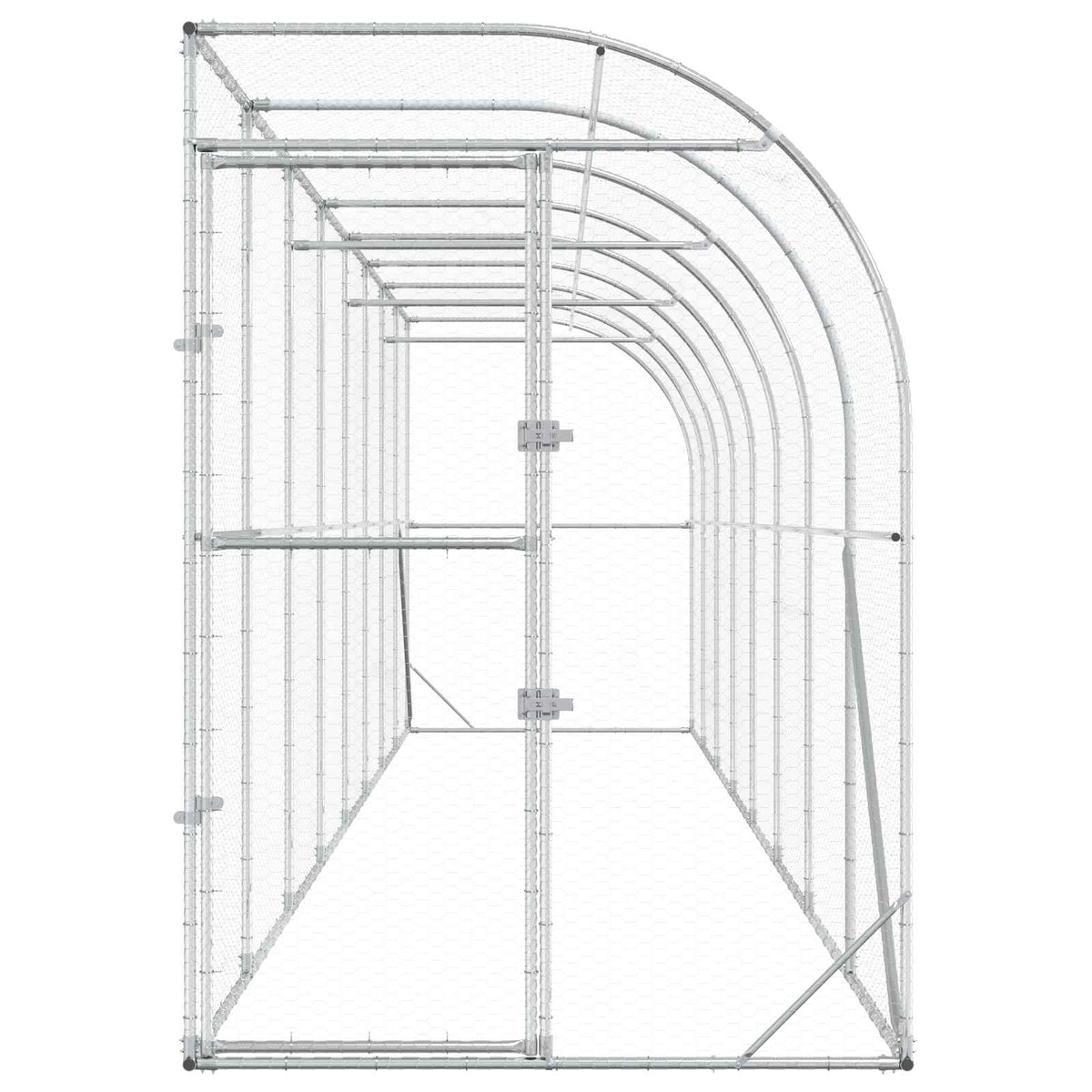 Gabbia per Polli Contro il Muro Argento 600 x 150 x 215 cm