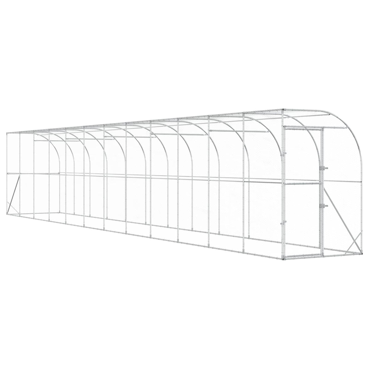 Gabbia per Polli Contro il Muro Argento 600 x 150 x 215 cm