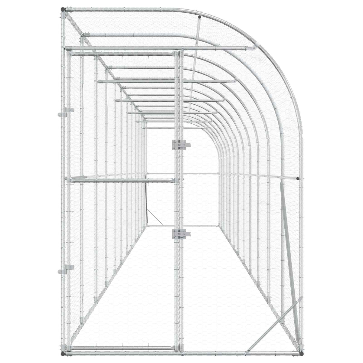 Gabbia per Polli Contro il Muro Argento 600 x 150 x 215 cm