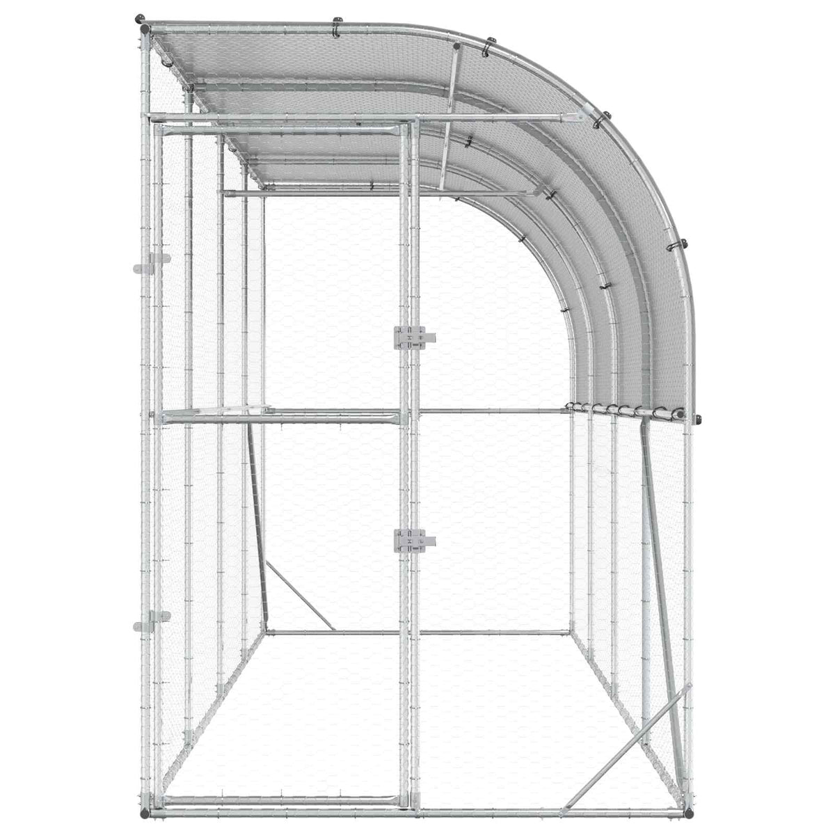 Gabbia per Polli Contro il Muro Argento 600 x 150 x 215 cm