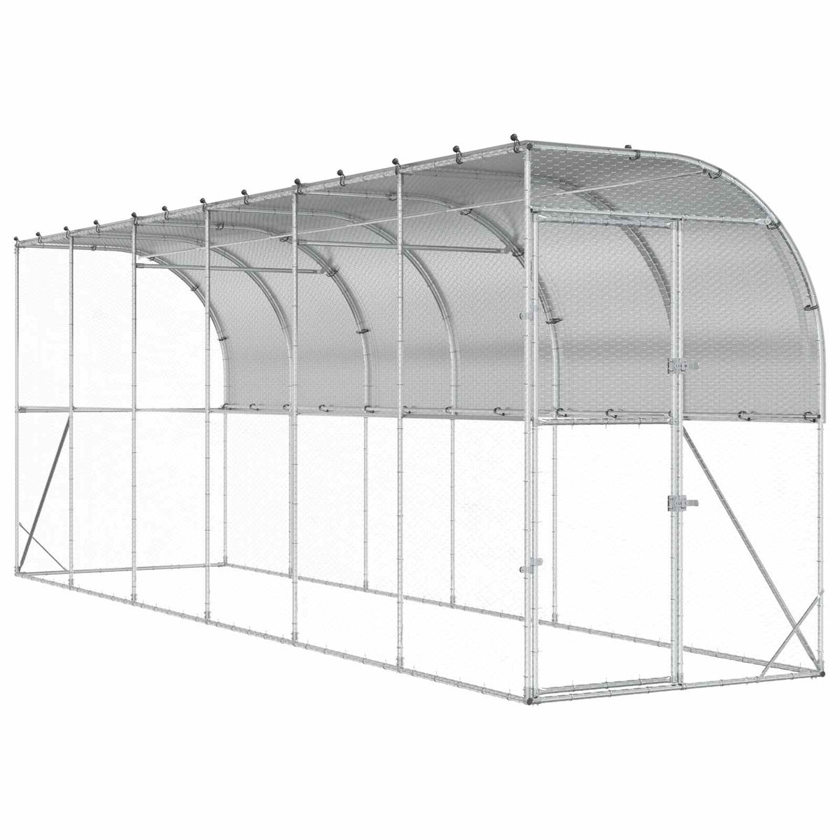 Gabbia per Polli Contro il Muro Argento 600 x 150 x 215 cm