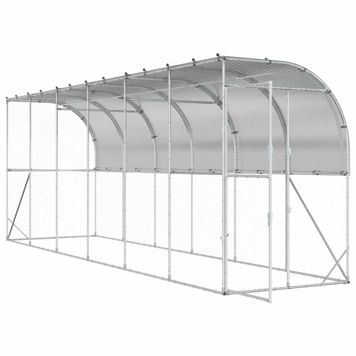 Gabbia per Polli Contro il Muro Argento 600 x 150 x 215 cm