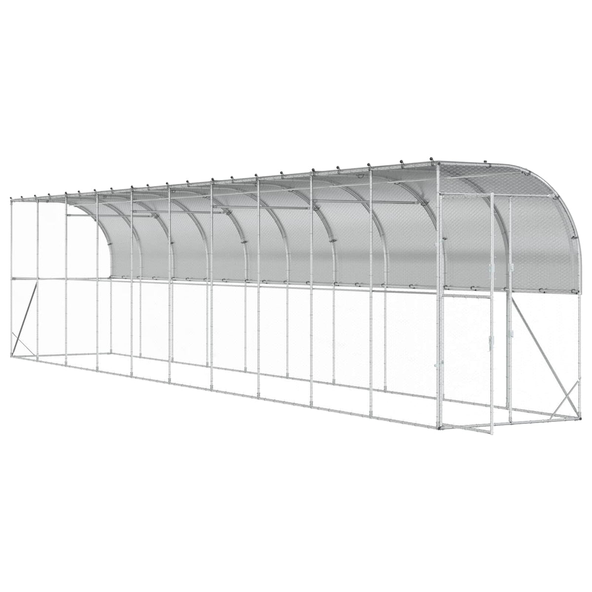 Gabbia per Polli Contro il Muro Argento 600 x 150 x 215 cm