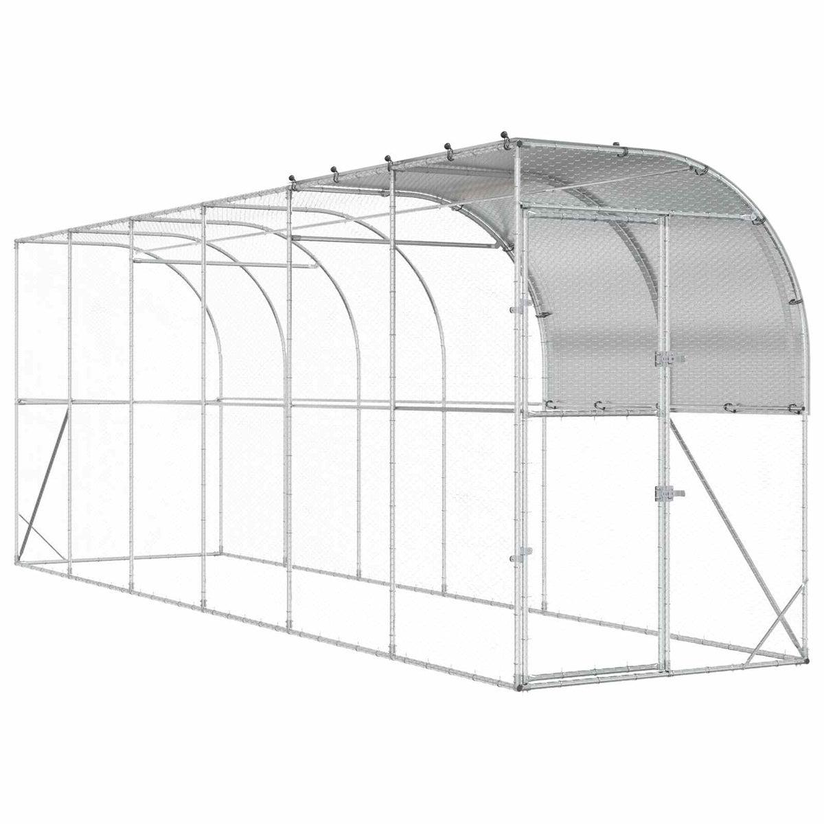 Gabbia per Polli Contro il Muro Argento 600 x 150 x 215 cm