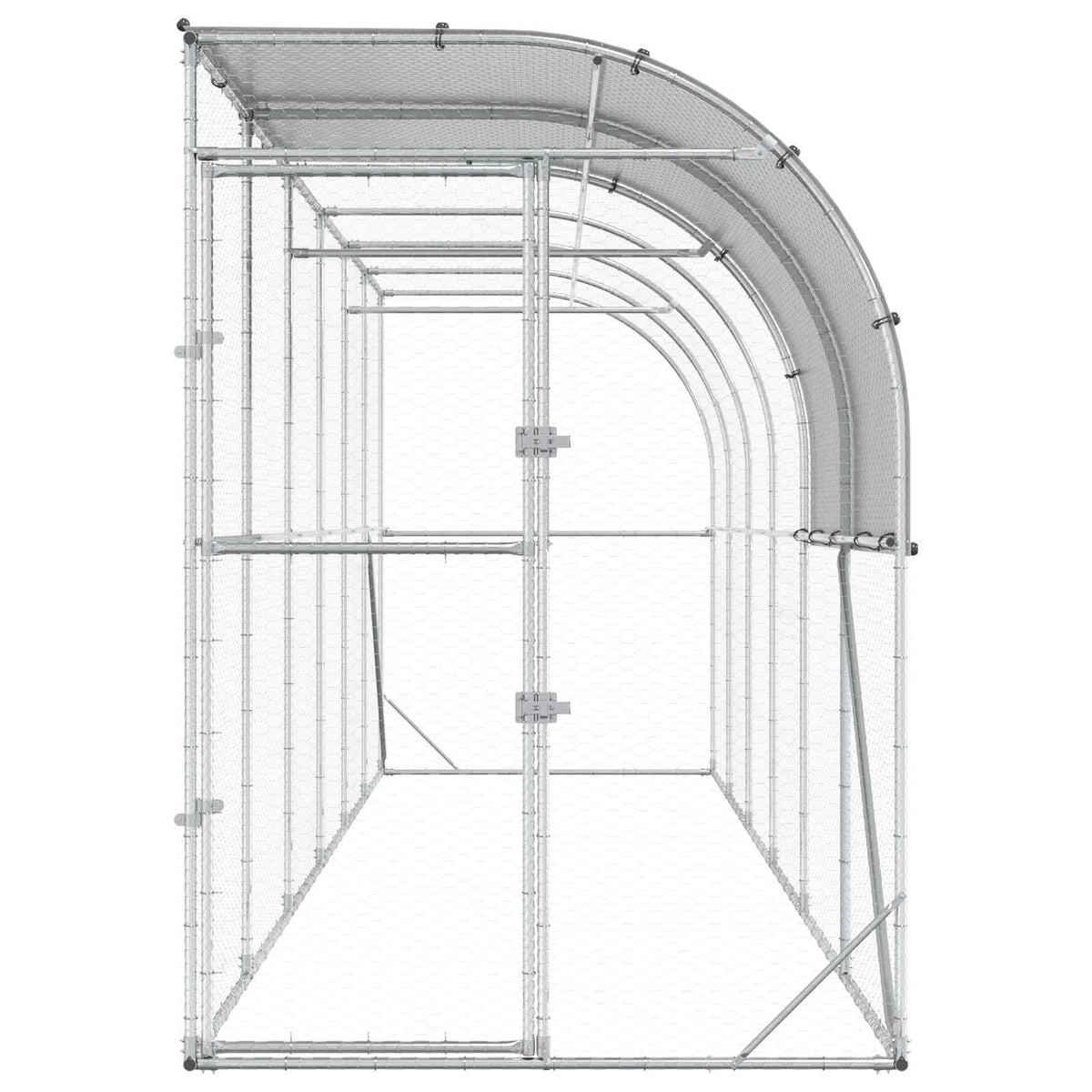 Gabbia per Polli Contro il Muro Argento 600 x 150 x 215 cm