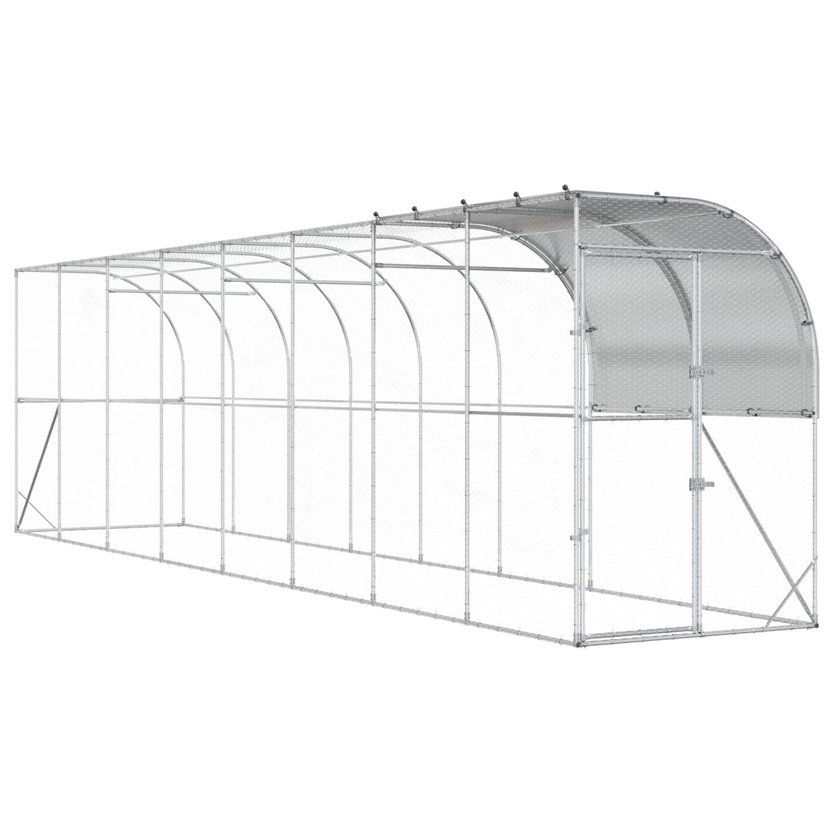 Gabbia per Polli Contro il Muro Argento 800 x 150 x 215 cm