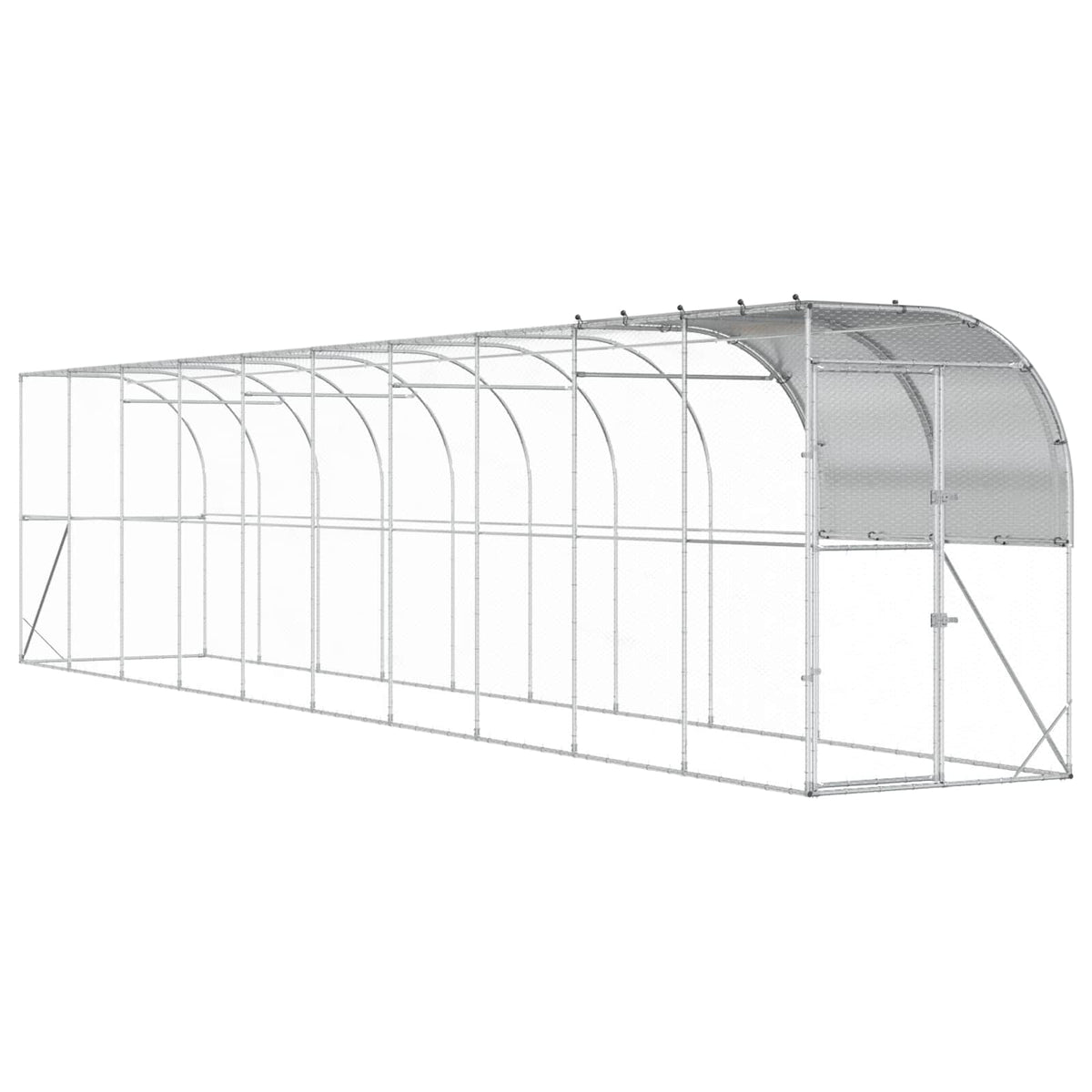 Gabbia per Polli Contro il Muro Argento 1000 x 150 x 215 cm