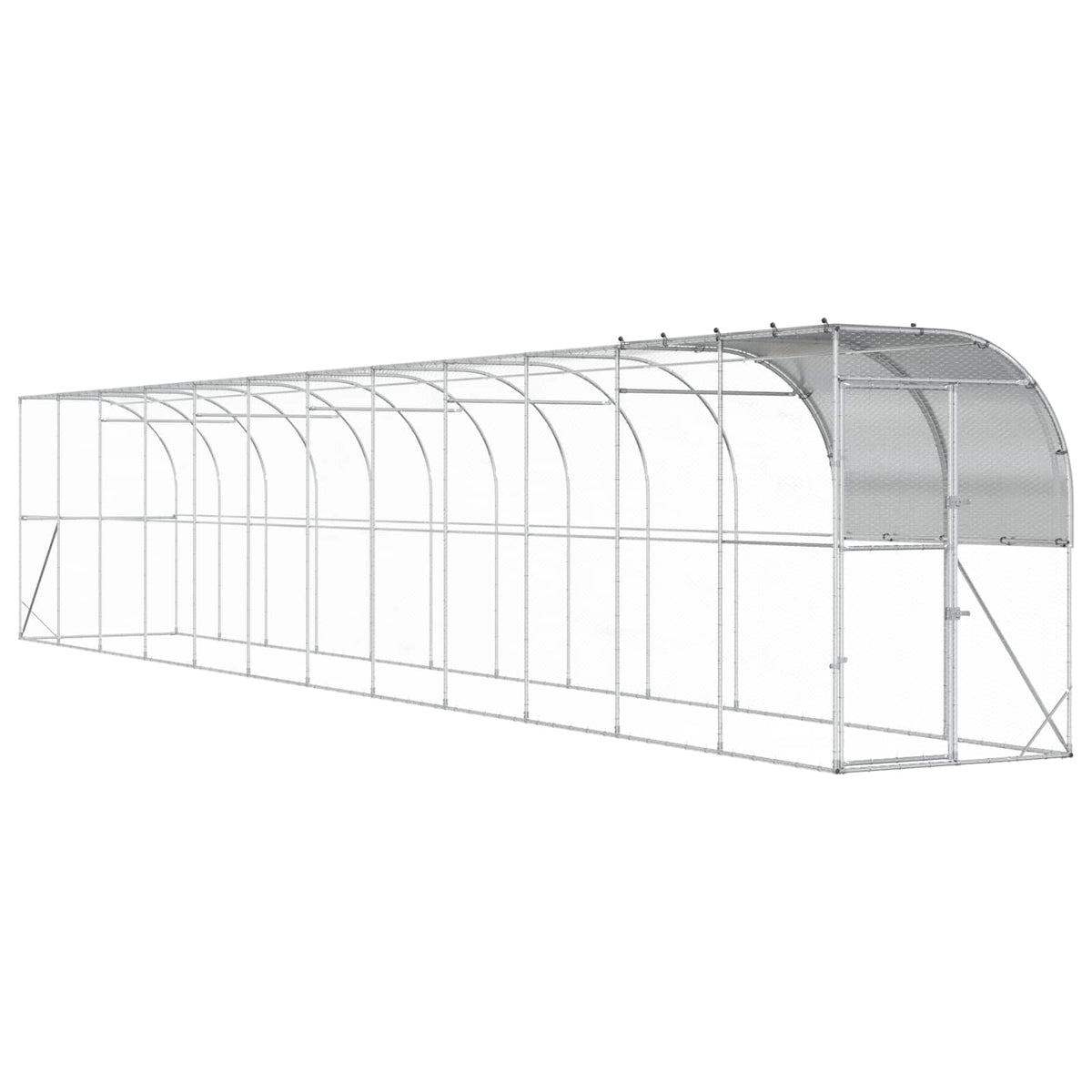 Gabbia per Polli Contro il Muro Argento 1200 x 150 x 215 cm