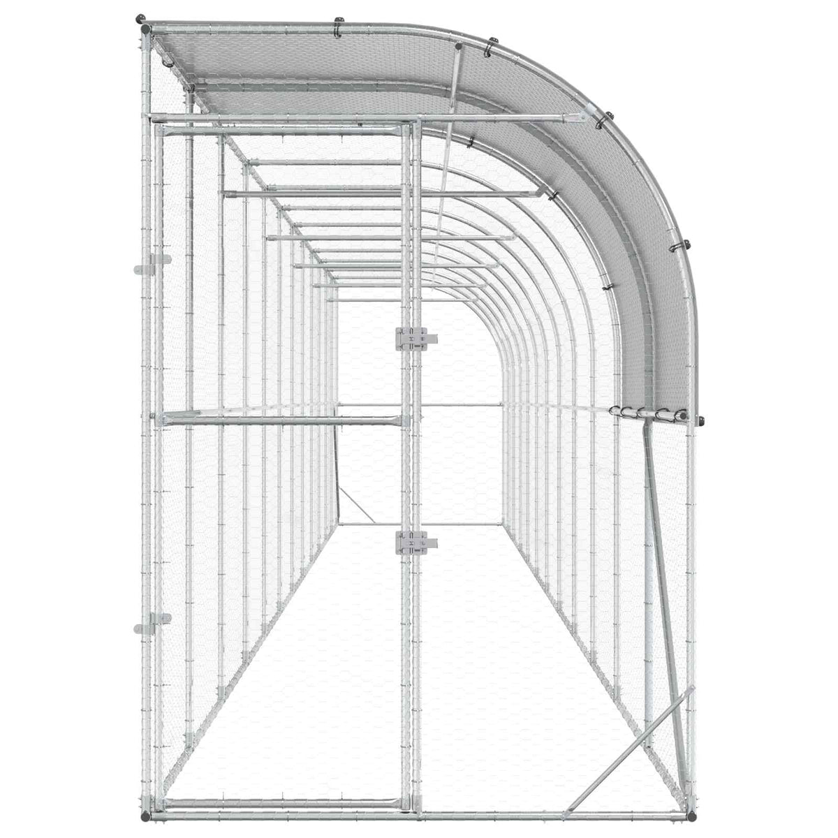 Gabbia per Polli Contro il Muro Argento 1200 x 150 x 215 cm