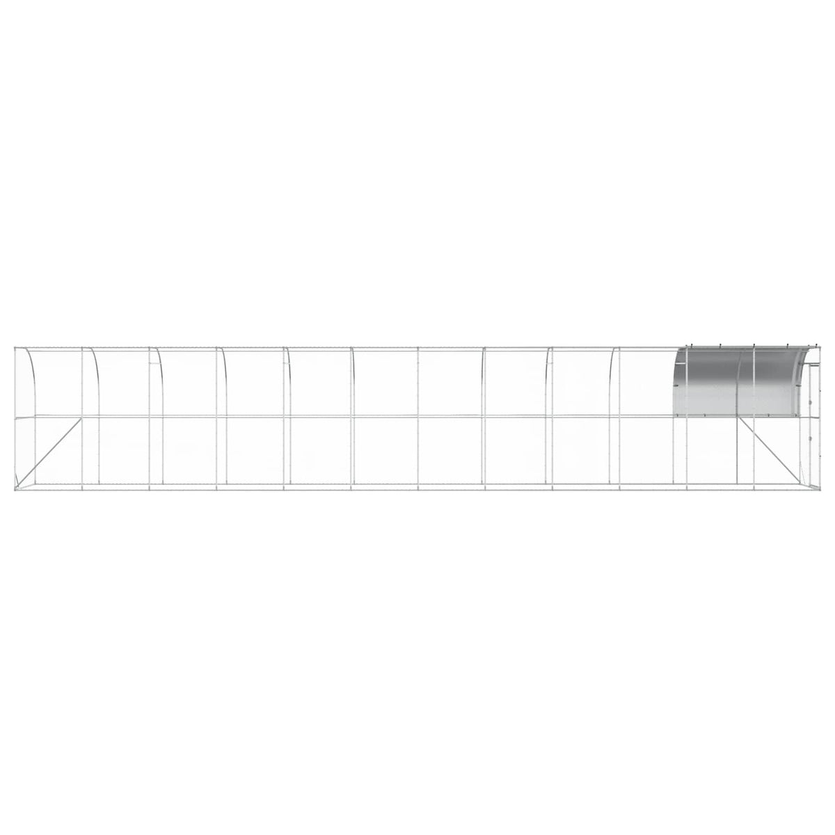 Gabbia per Polli Contro il Muro Argento 1200 x 150 x 215 cm