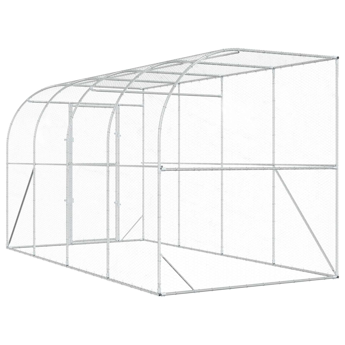 Gabbia per Polli Contro il Muro Argento 600 x 150 x 215 cm