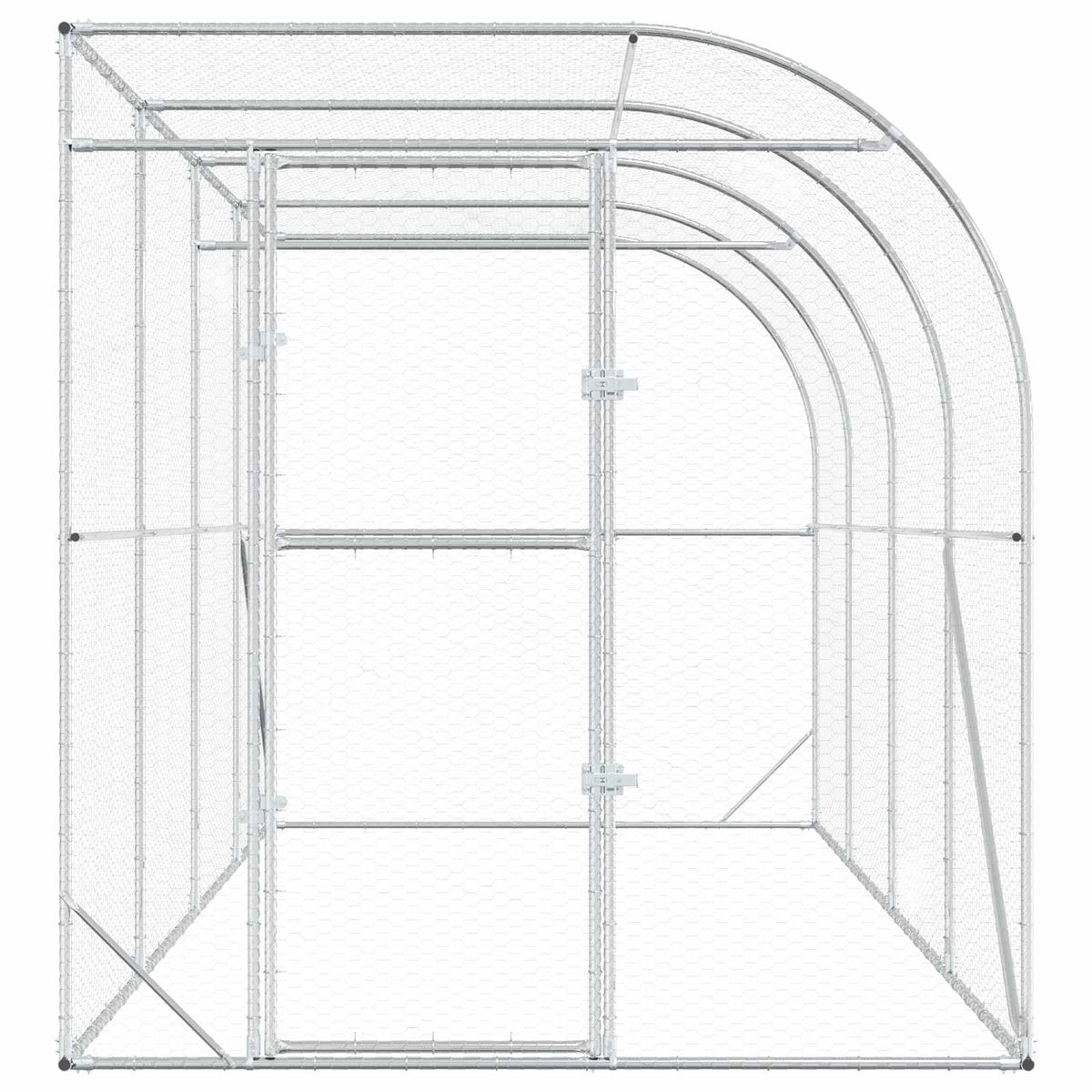 Gabbia per Polli Contro il Muro Argento 600 x 150 x 215 cm