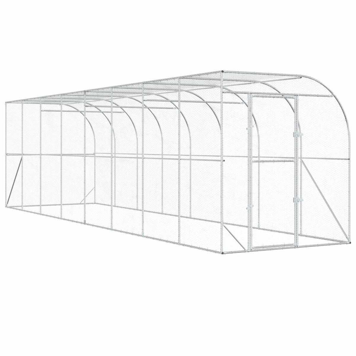 Gabbia per Polli Contro il Muro Argento 600 x 150 x 215 cm