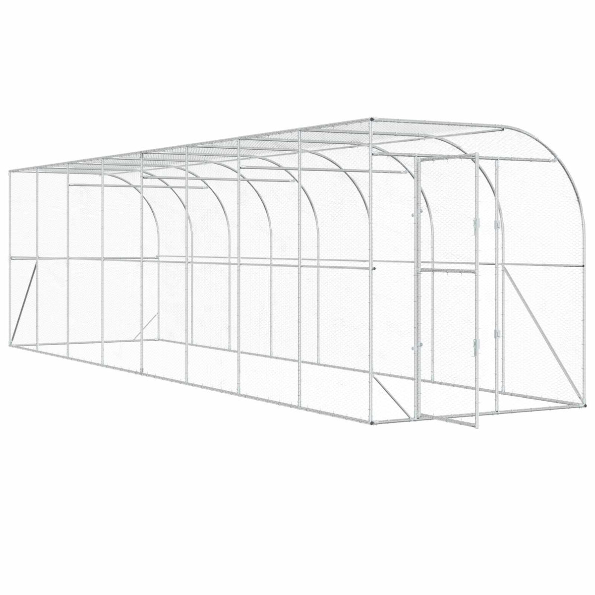 Gabbia per Polli Contro il Muro Argento 600 x 150 x 215 cm