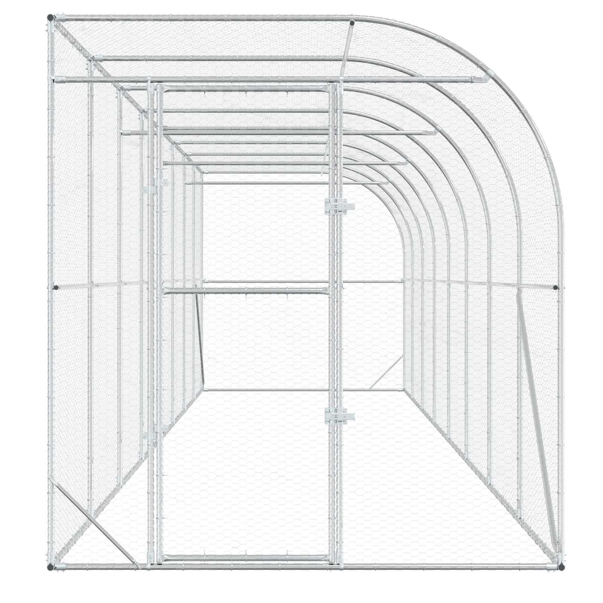 Gabbia per Polli Contro il Muro Argento 600 x 150 x 215 cm