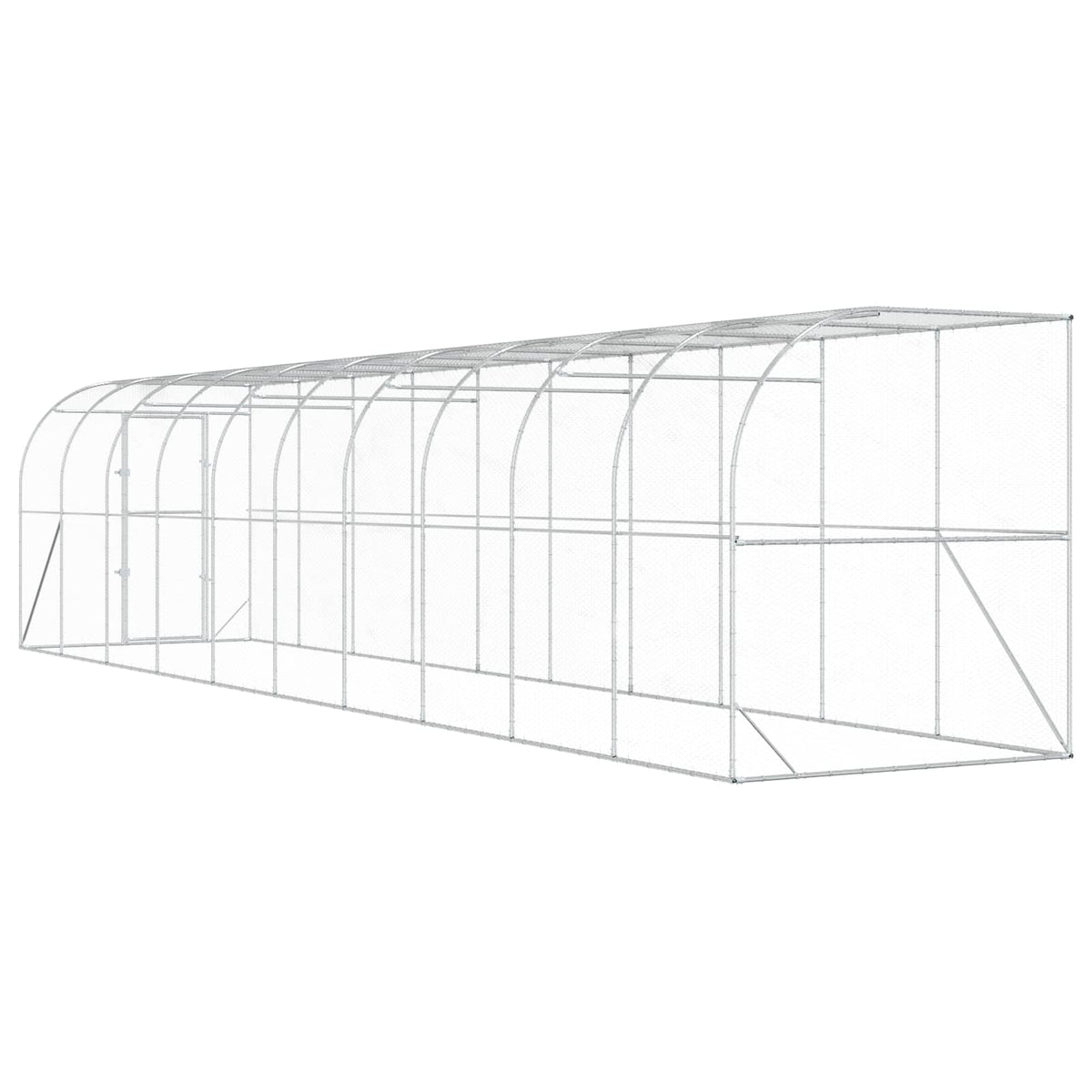Gabbia per Polli Contro il Muro Argento 600 x 150 x 215 cm