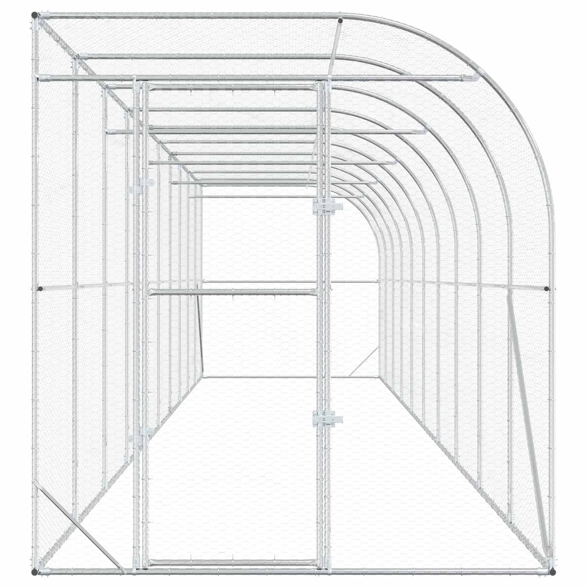Gabbia per Polli Contro il Muro Argento 600 x 150 x 215 cm