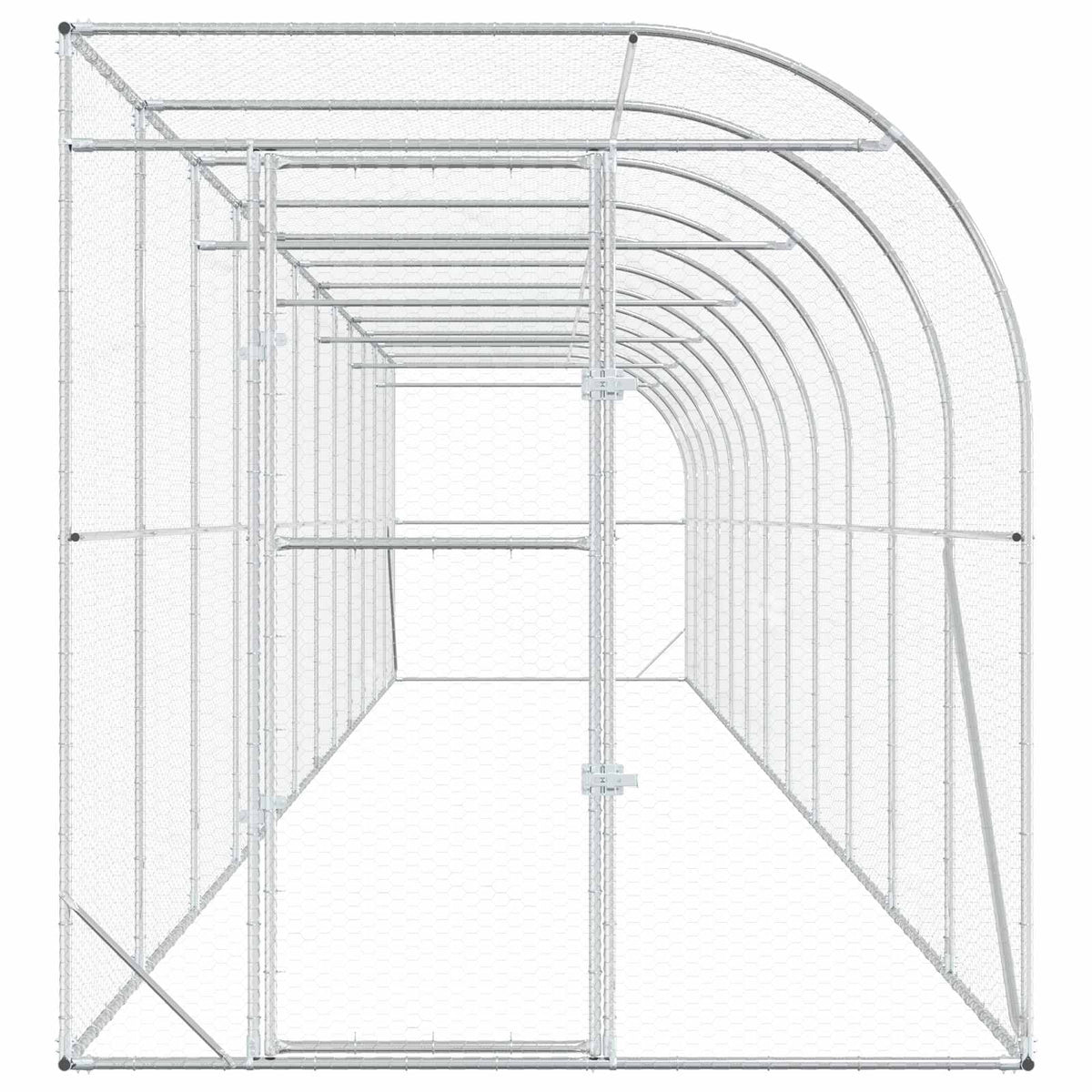 Gabbia per Polli Contro il Muro Argento 600 x 150 x 215 cm