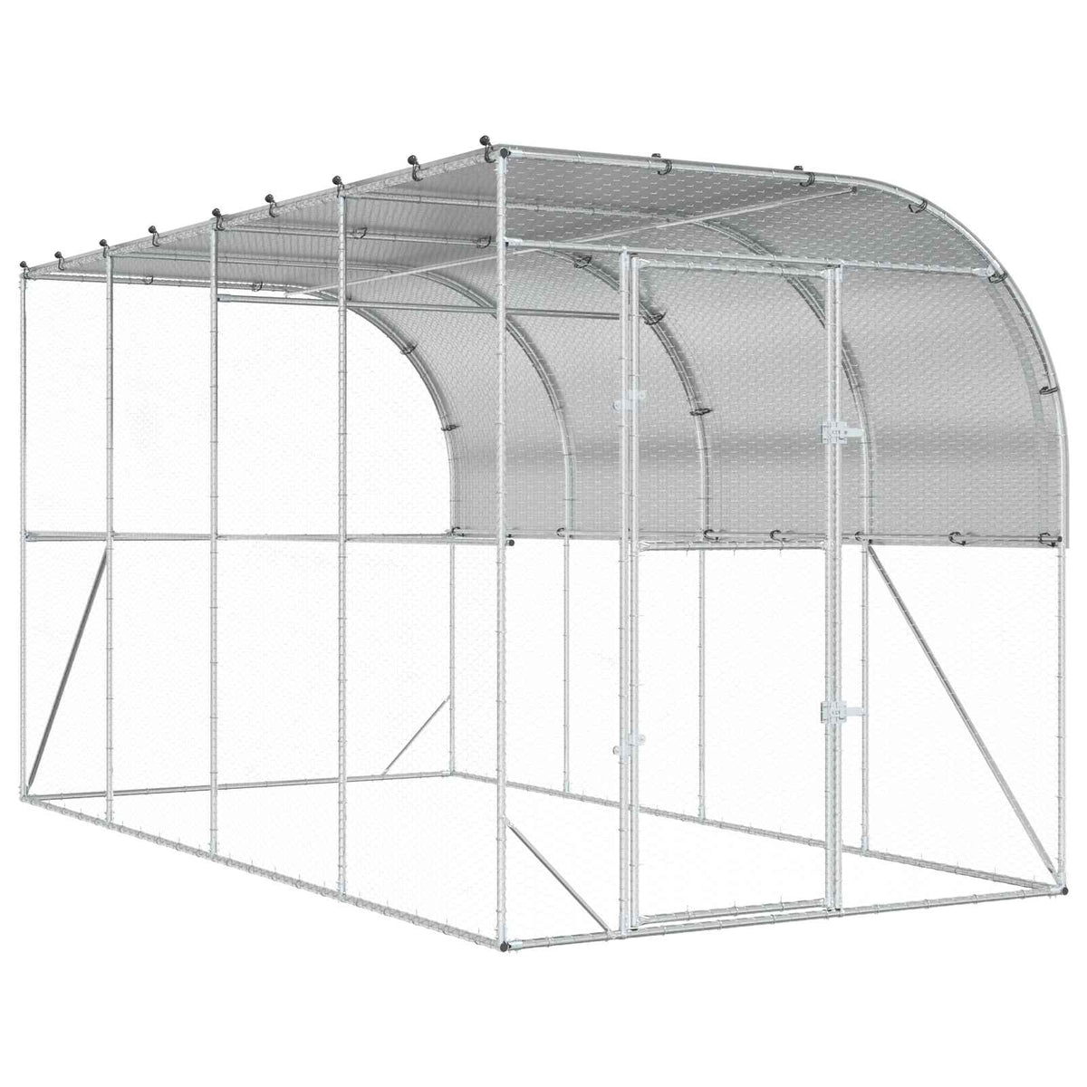 Gabbia per Polli Contro il Muro Argento 600 x 150 x 215 cm