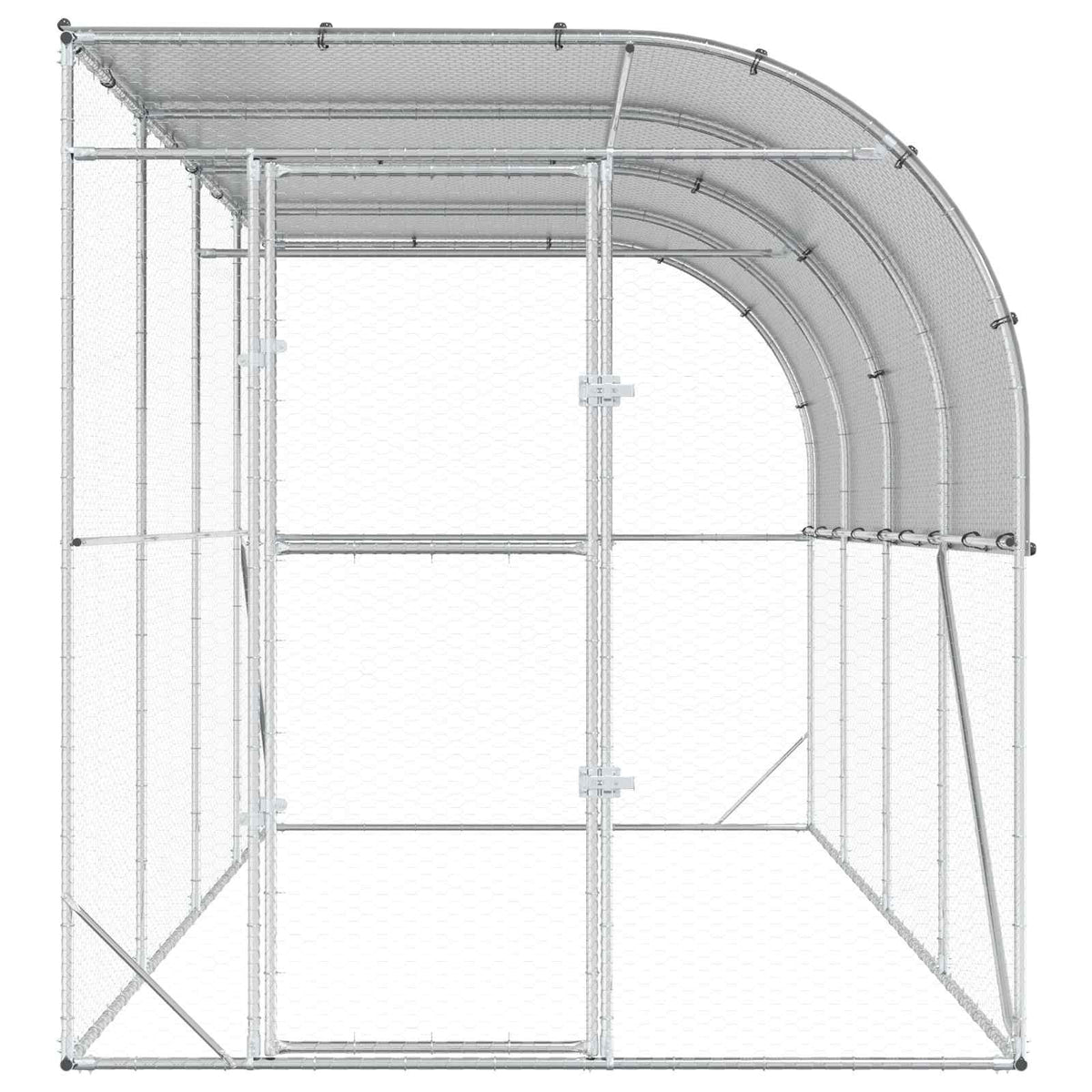 Gabbia per Polli Contro il Muro Argento 600 x 150 x 215 cm