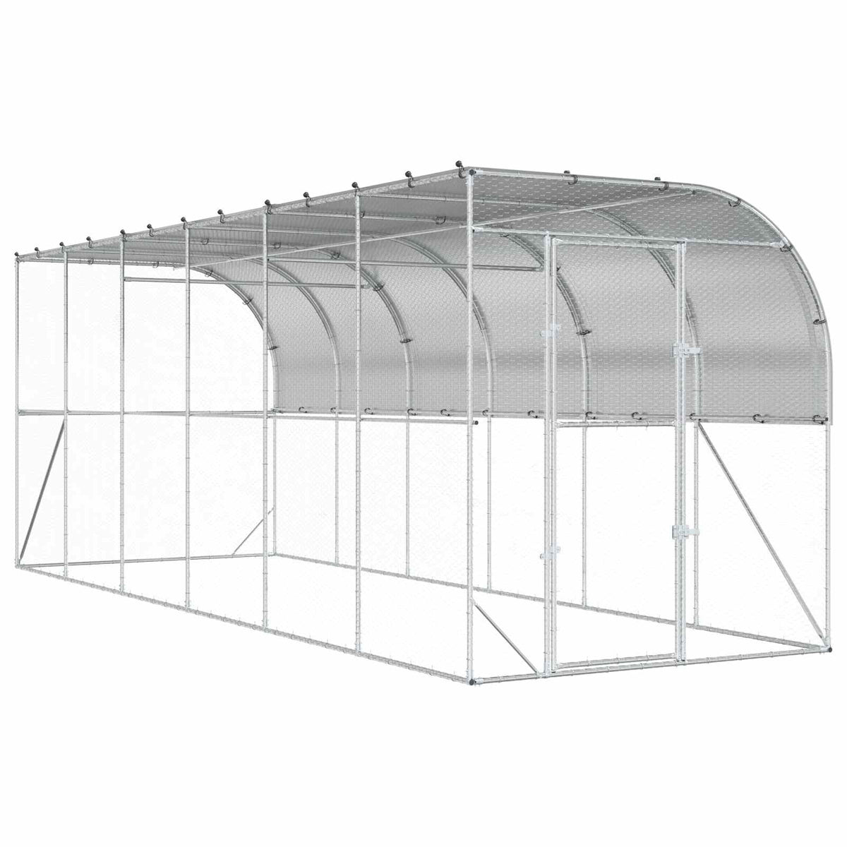 Gabbia per Polli Contro il Muro Argento 600 x 150 x 215 cm