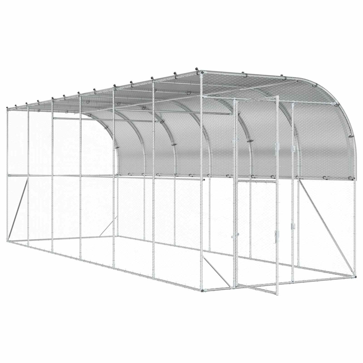 Gabbia per Polli Contro il Muro Argento 600 x 150 x 215 cm