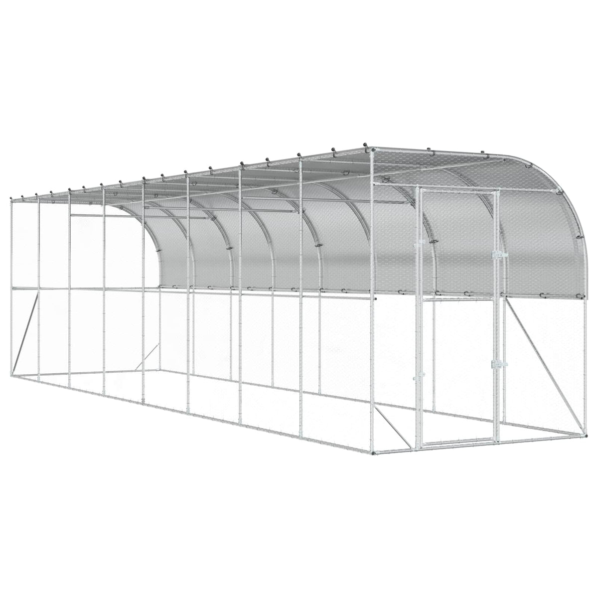 Gabbia per Polli Contro il Muro Argento 600 x 150 x 215 cm