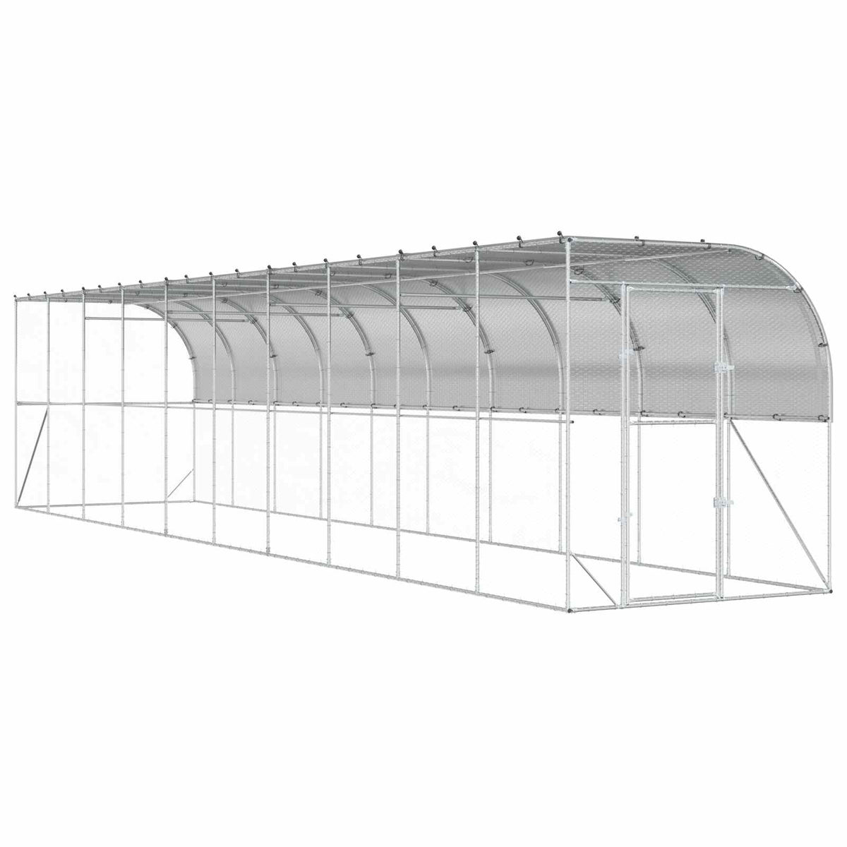 Gabbia per Polli Contro il Muro Argento 600 x 150 x 215 cm