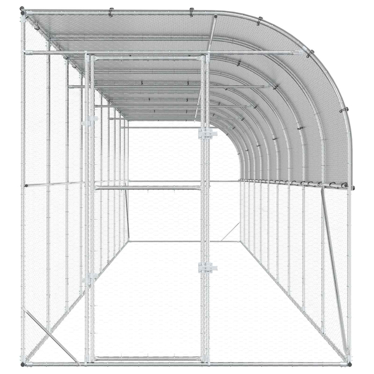 Gabbia per Polli Contro il Muro Argento 600 x 150 x 215 cm
