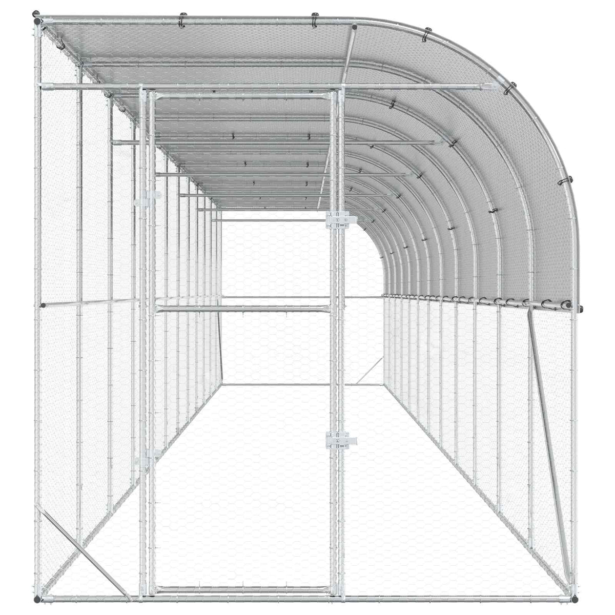 Gabbia per Polli Contro il Muro Argento 600 x 150 x 215 cm