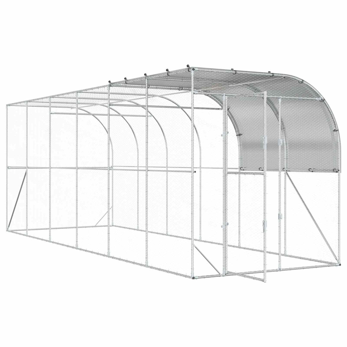 Gabbia per Polli Contro il Muro Argento 600 x 200 x 215 cm