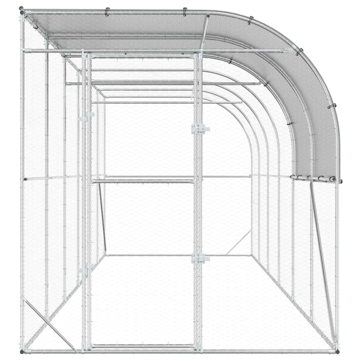Gabbia per Polli Contro il Muro Argento 600 x 200 x 215 cm