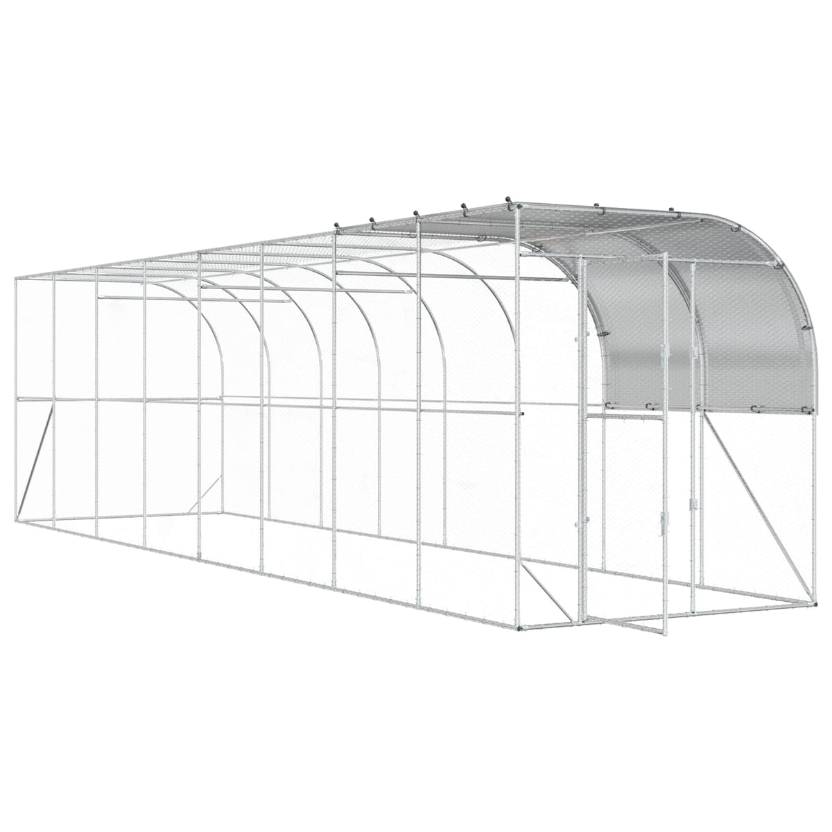 Gabbia per Polli Contro il Muro Argento 800 x 200 x 215 cm