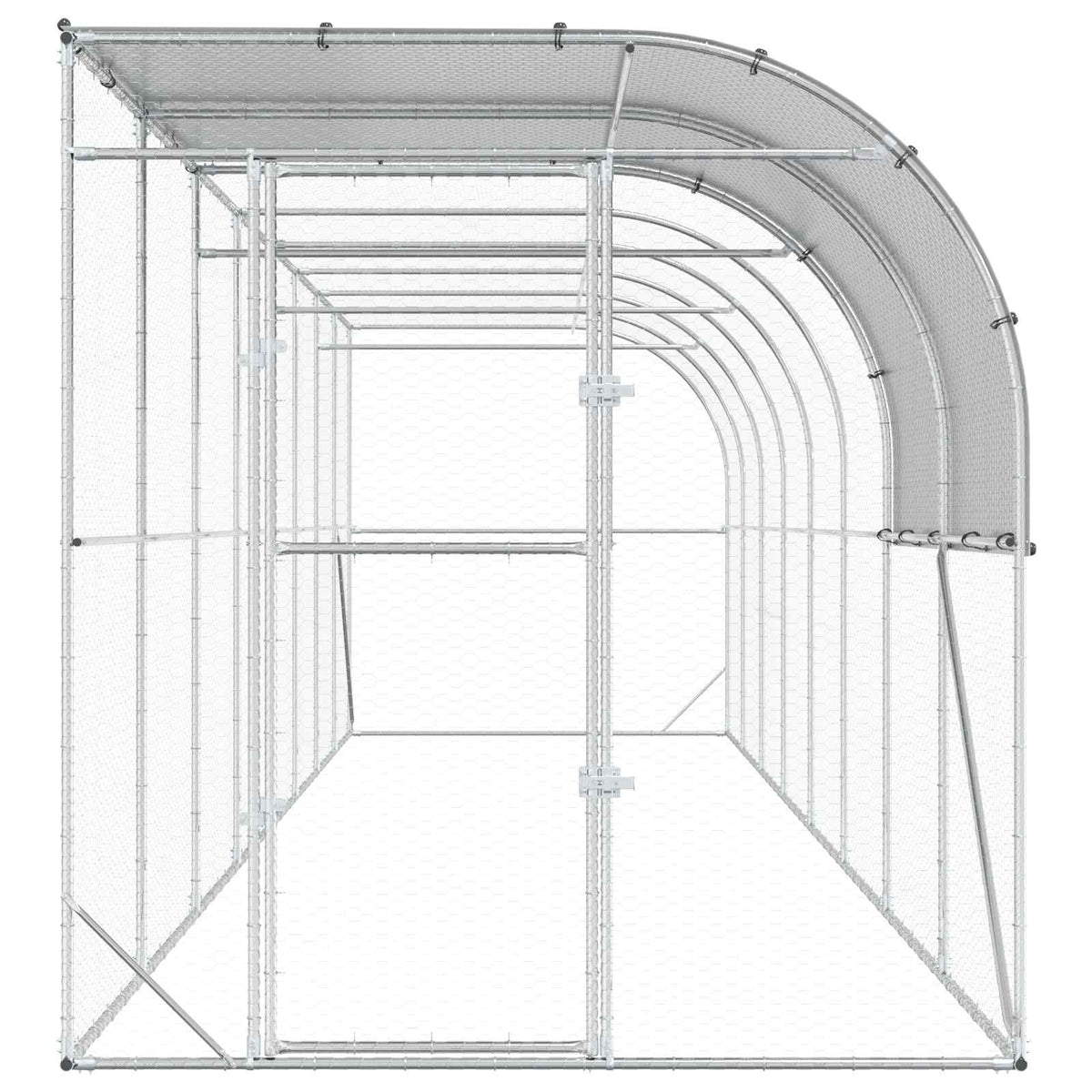 Gabbia per Polli Contro il Muro Argento 800 x 200 x 215 cm