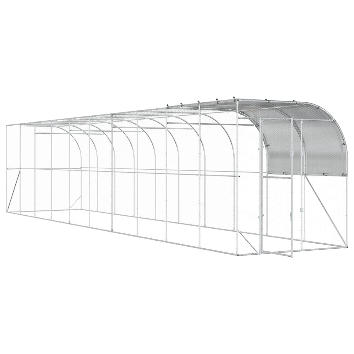 Gabbia per Polli Contro il Muro Argento 1000 x 200 x 215 cm
